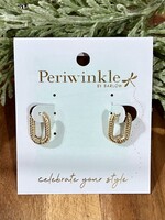 Periwinkle Gold Ribbed Huggie Earrings