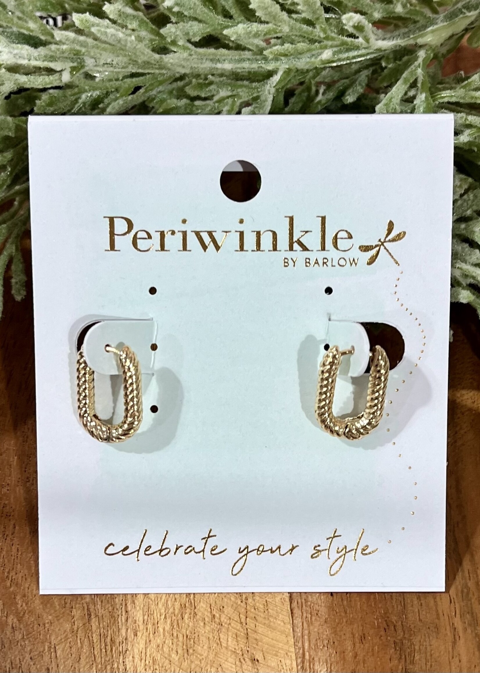 Periwinkle Gold Ribbed Huggie Earrings