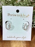 Periwinkle Silver Ribbed Huggie Earrings