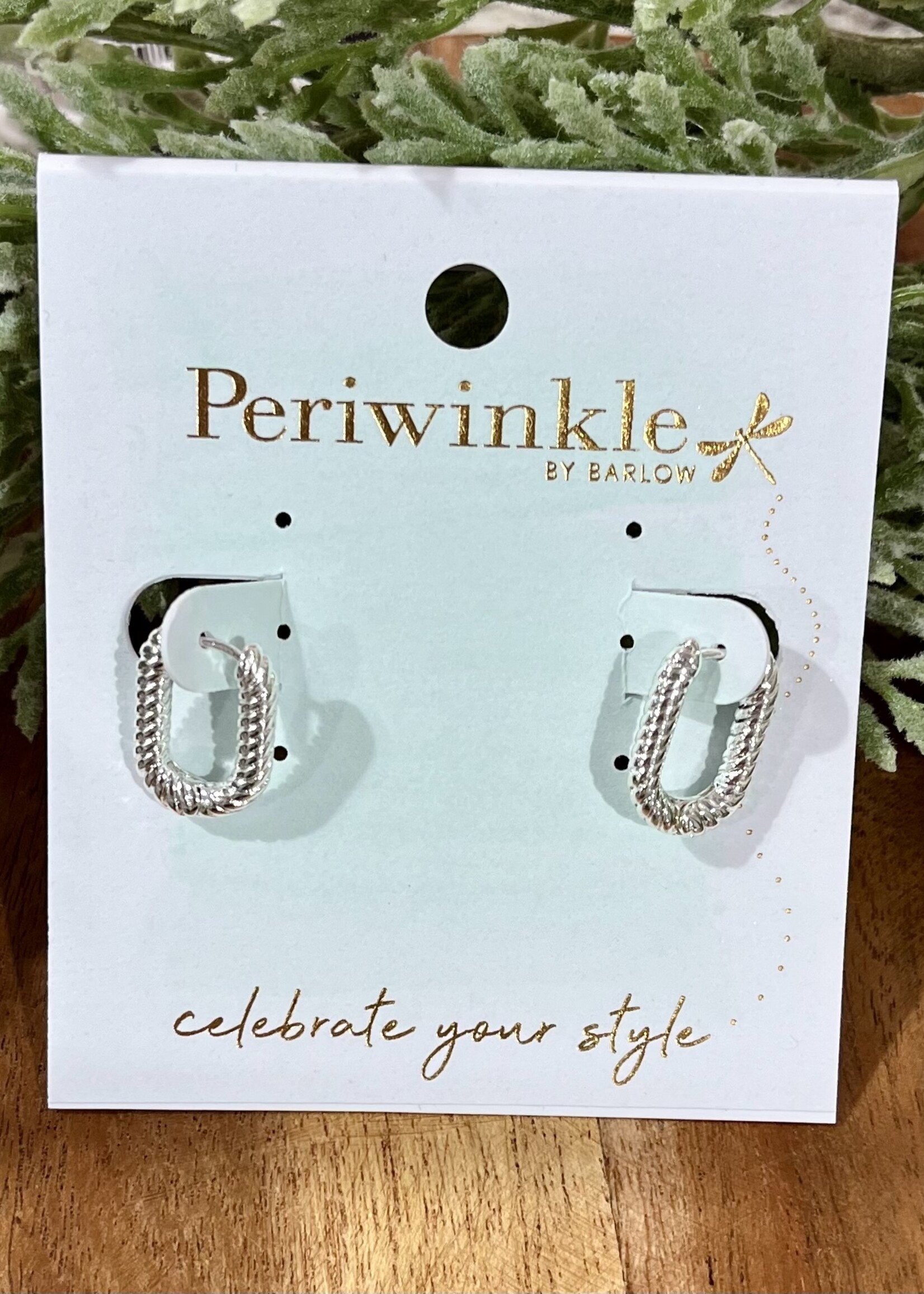 Periwinkle Silver Ribbed Huggie Earrings