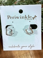 Periwinkle Silver Sparkle Huggie Earrings