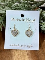 Periwinkle Gold Sparkle Heart Dangle Earrings