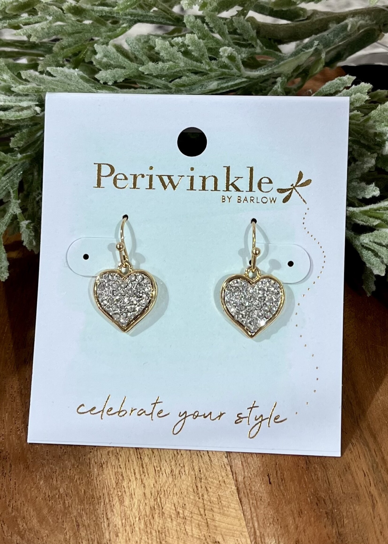 Periwinkle Gold Sparkle Heart Dangle Earrings