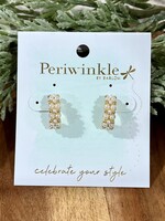 Periwinkle Gold Pearl Half Hoop Earrings