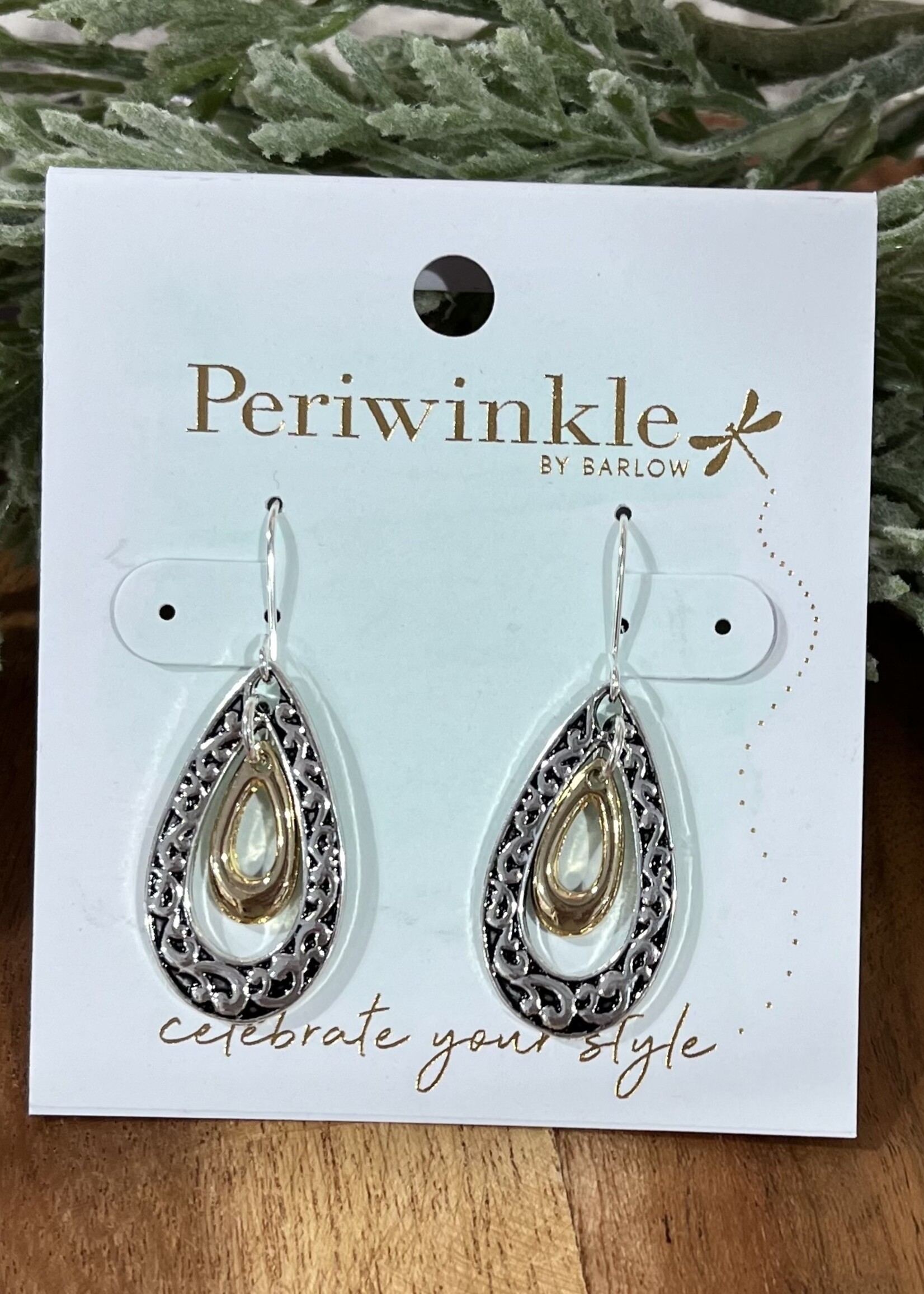 Periwinkle 2 Tone Textured Teardrop Earrings