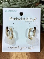 Periwinkle Gold Huggie Earrings with Quartz