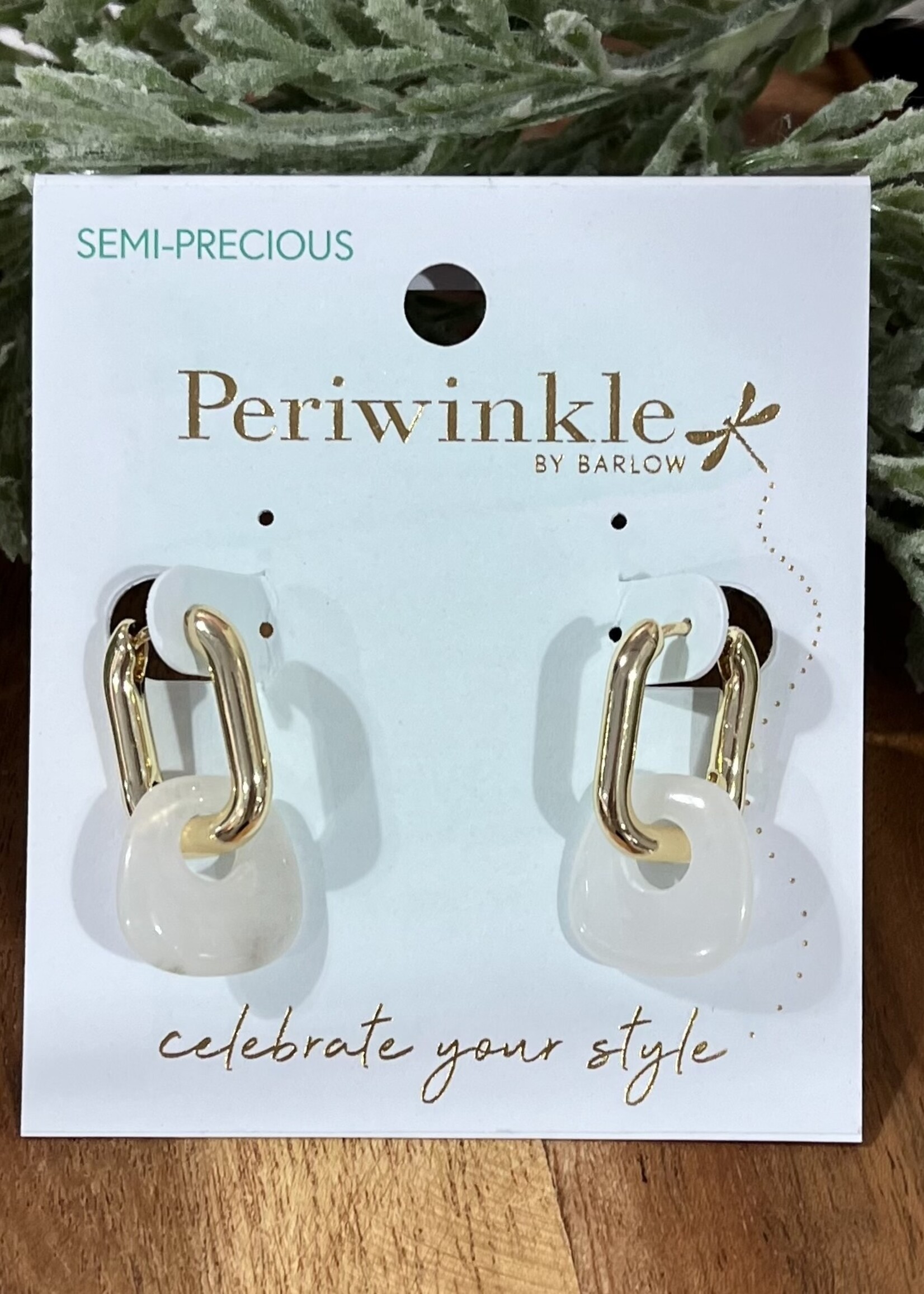 Periwinkle Gold Huggie Earrings with Quartz