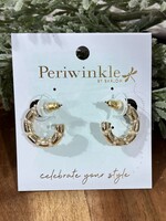 Periwinkle Gold Hoop Earrings with Small Pearls