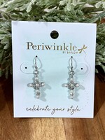 Periwinkle Silver Pearl/Crystal Cross Earrings