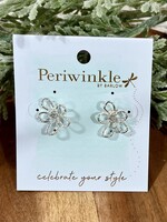 Periwinkle Silver Open Flower Earrings
