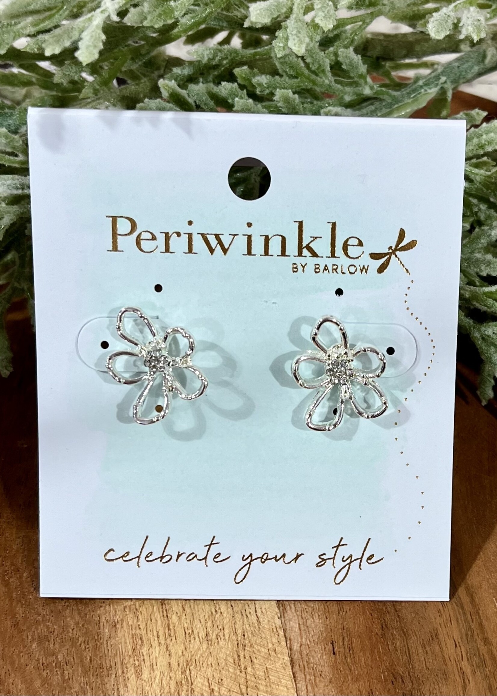 Periwinkle Silver Open Flower Earrings