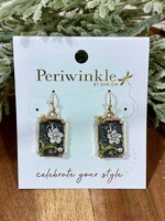 Periwinkle Enamel Flower Earrings