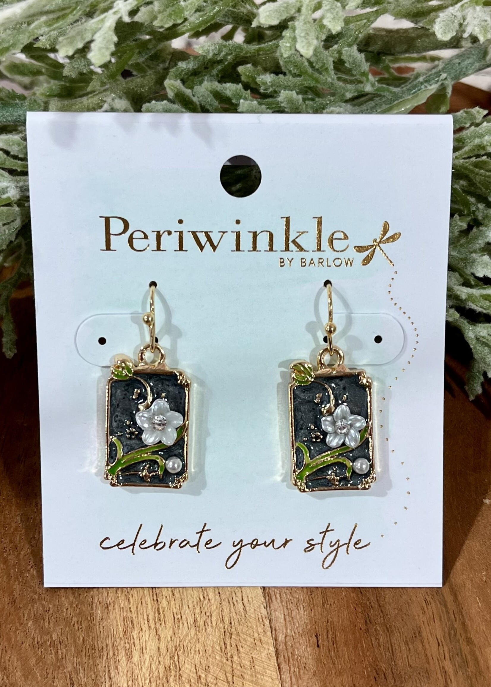 Periwinkle Enamel Flower Earrings