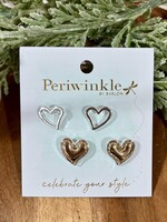Periwinkle Open/Two Tone Heart Earring Duo