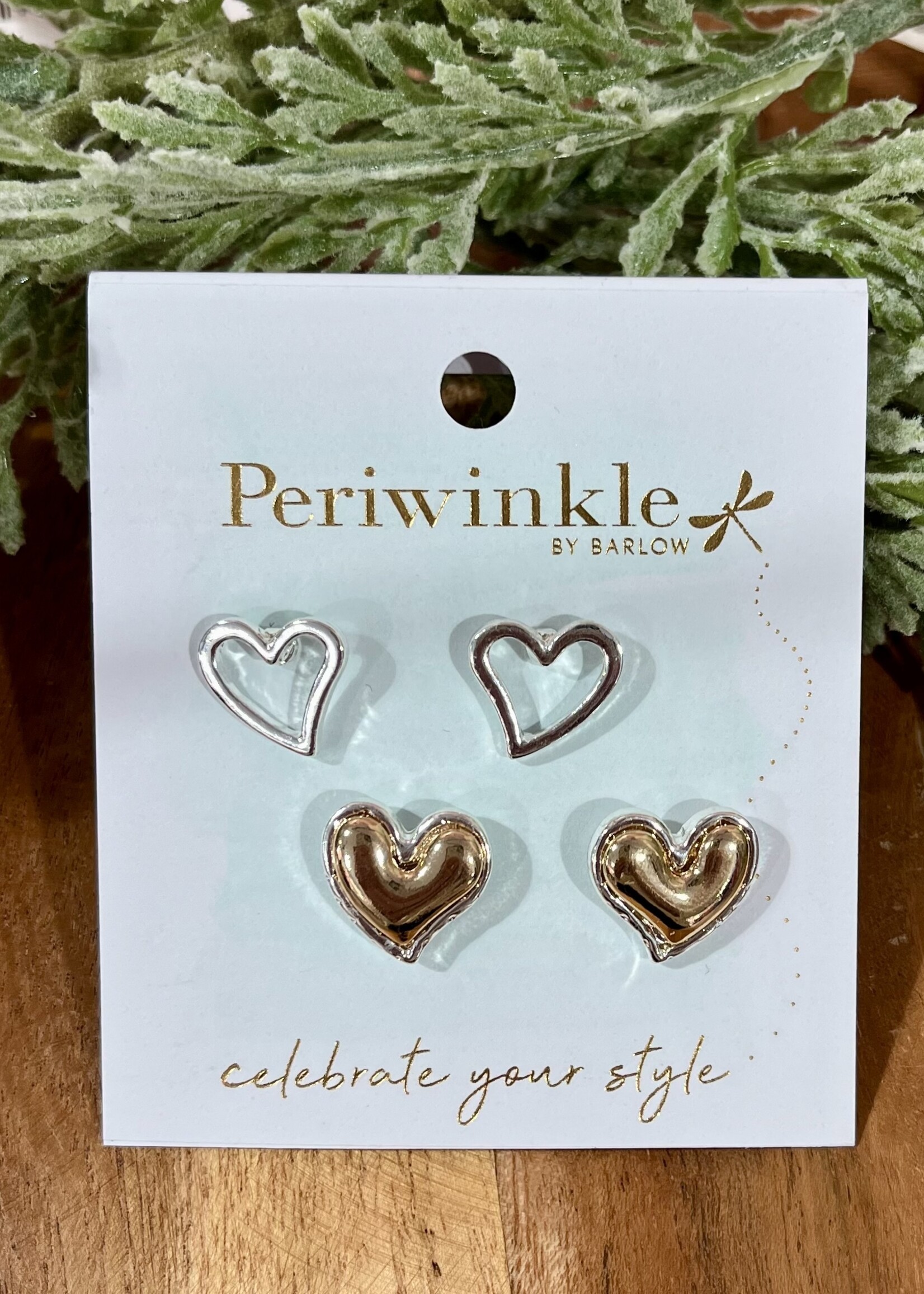 Periwinkle Open/Two Tone Heart Earring Duo