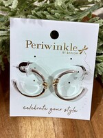 Periwinkle Silver Hoop with Gold Twist Accent Earrings