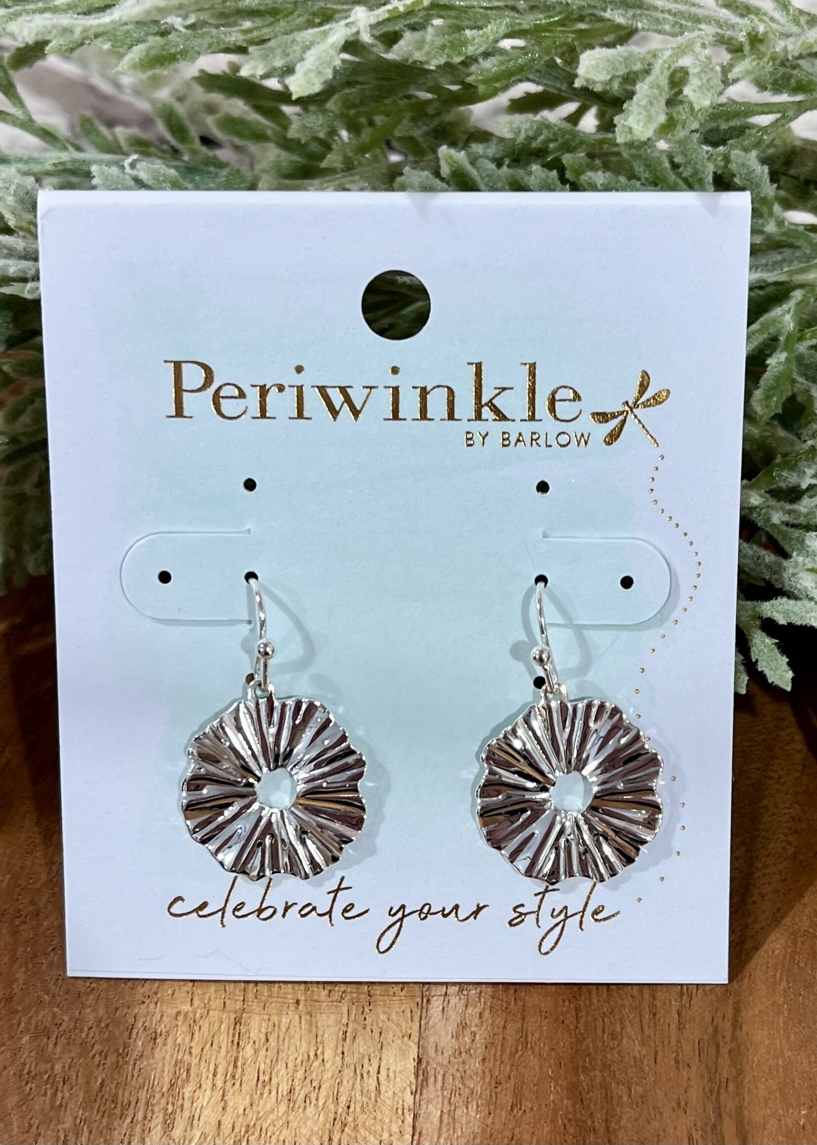 Periwinkle Textured Silver Disc Earrings