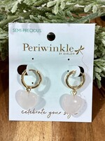 Periwinkle Pink Quartz Heart Earrings