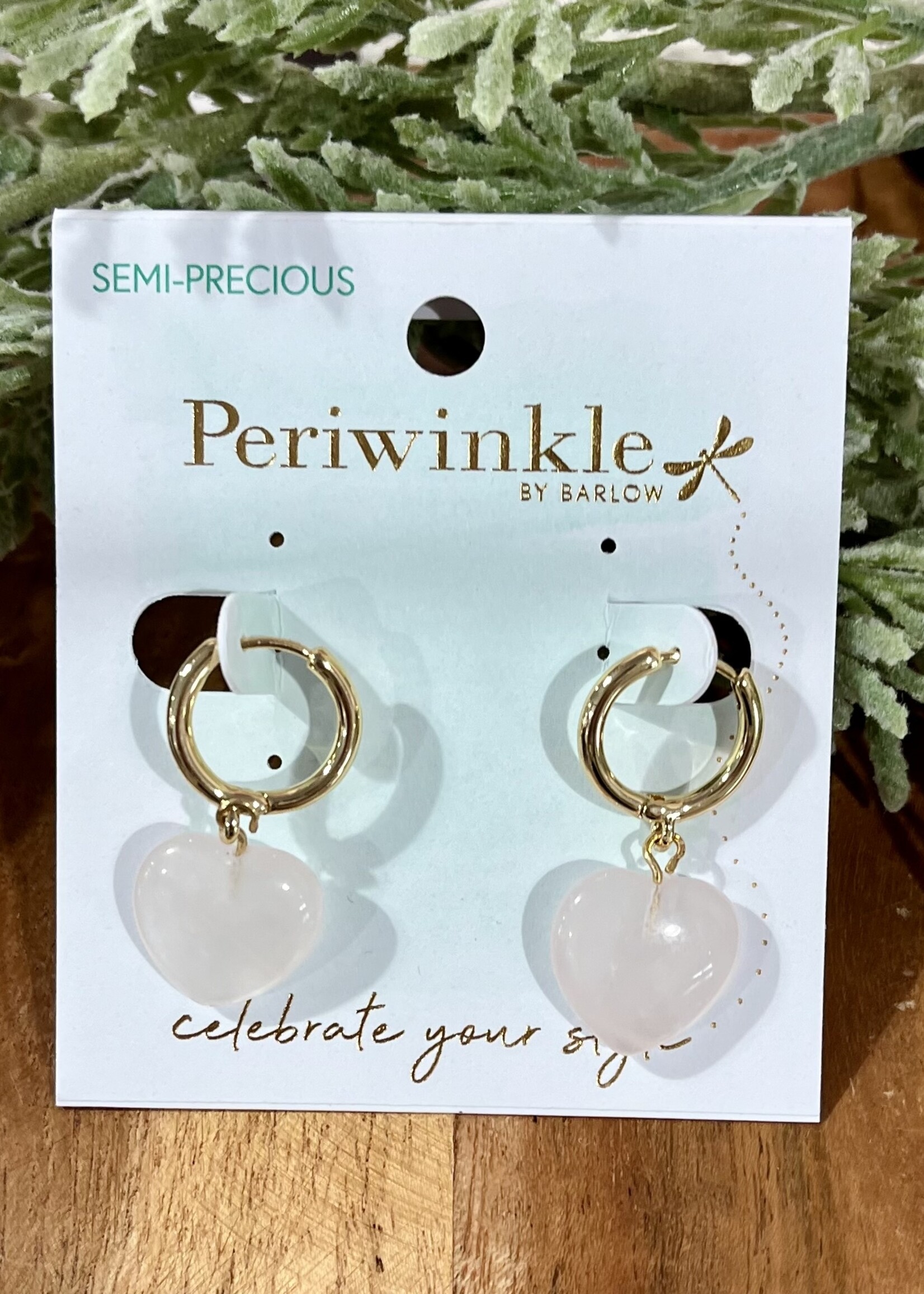 Periwinkle Pink Quartz Heart Earrings