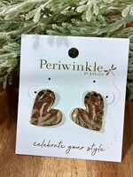 Periwinkle Hammered Gold Heart Earrings