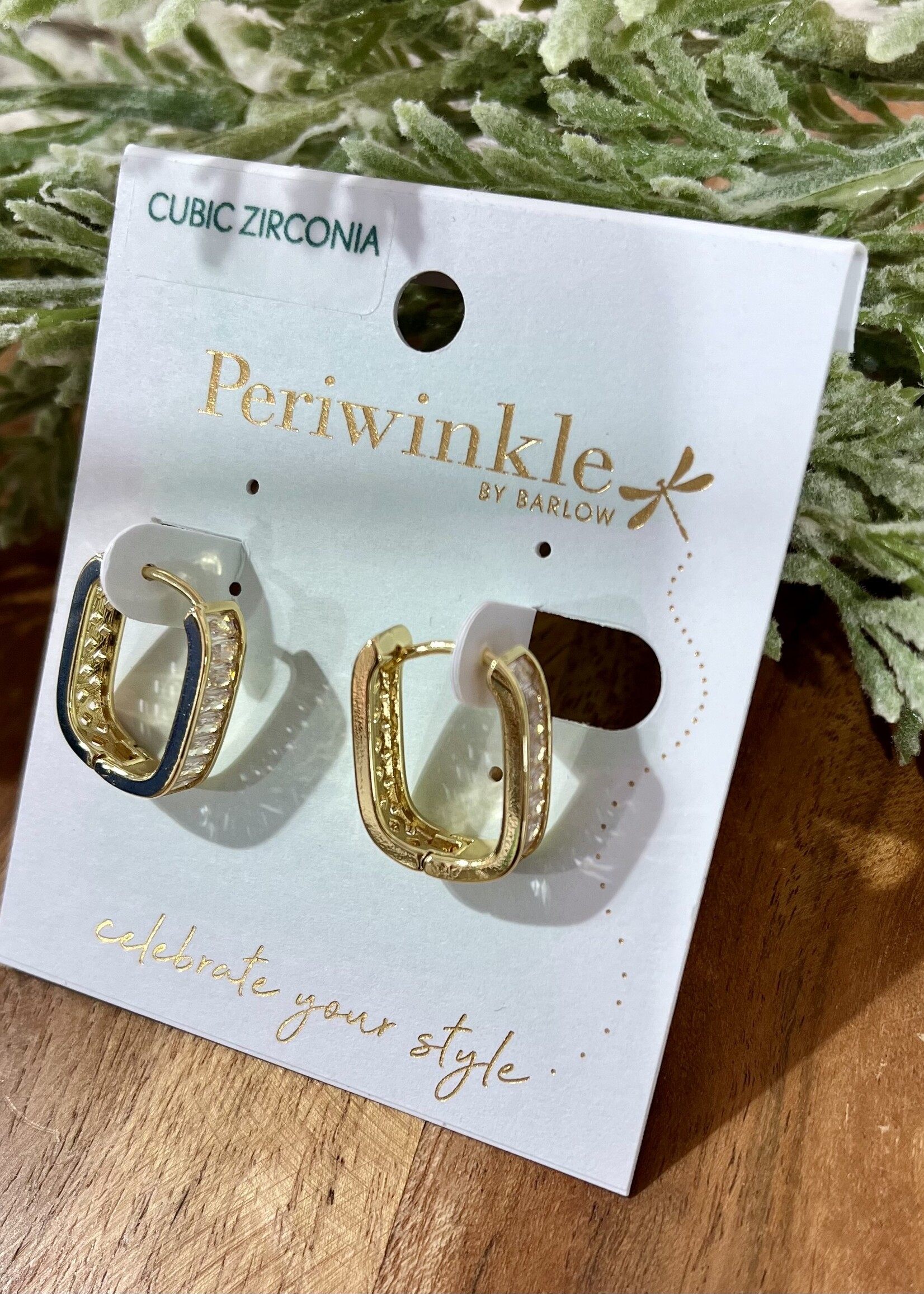 Periwinkle Sparkle Square Hoop Huggie Earrings