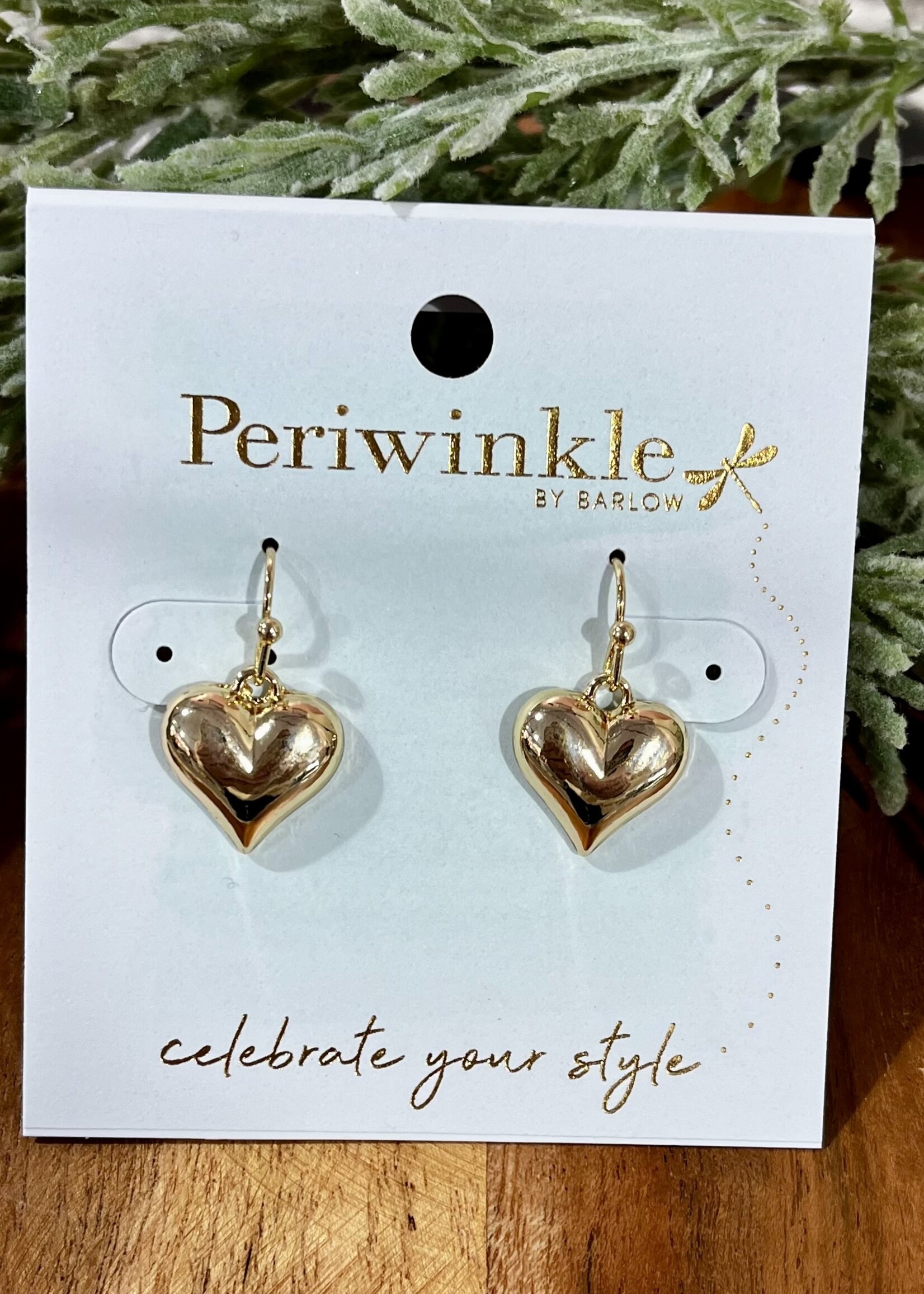 Periwinkle Gold Bubble Heart Earrings