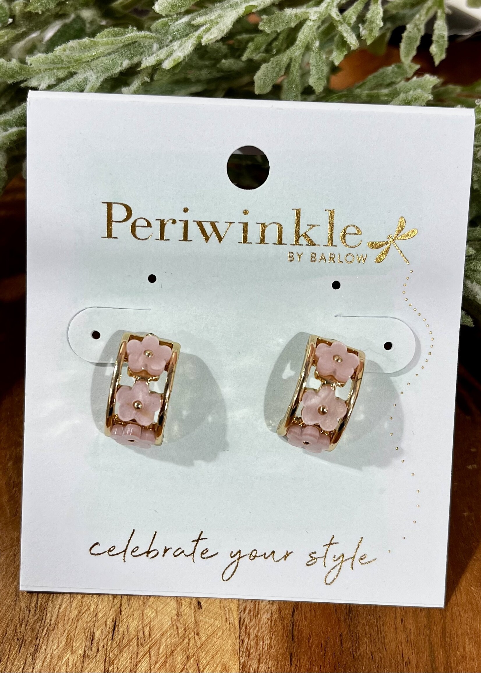 Periwinkle Dusty Pink Floral Earrings