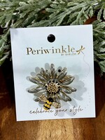 Periwinkle Enamel Flower Pin
