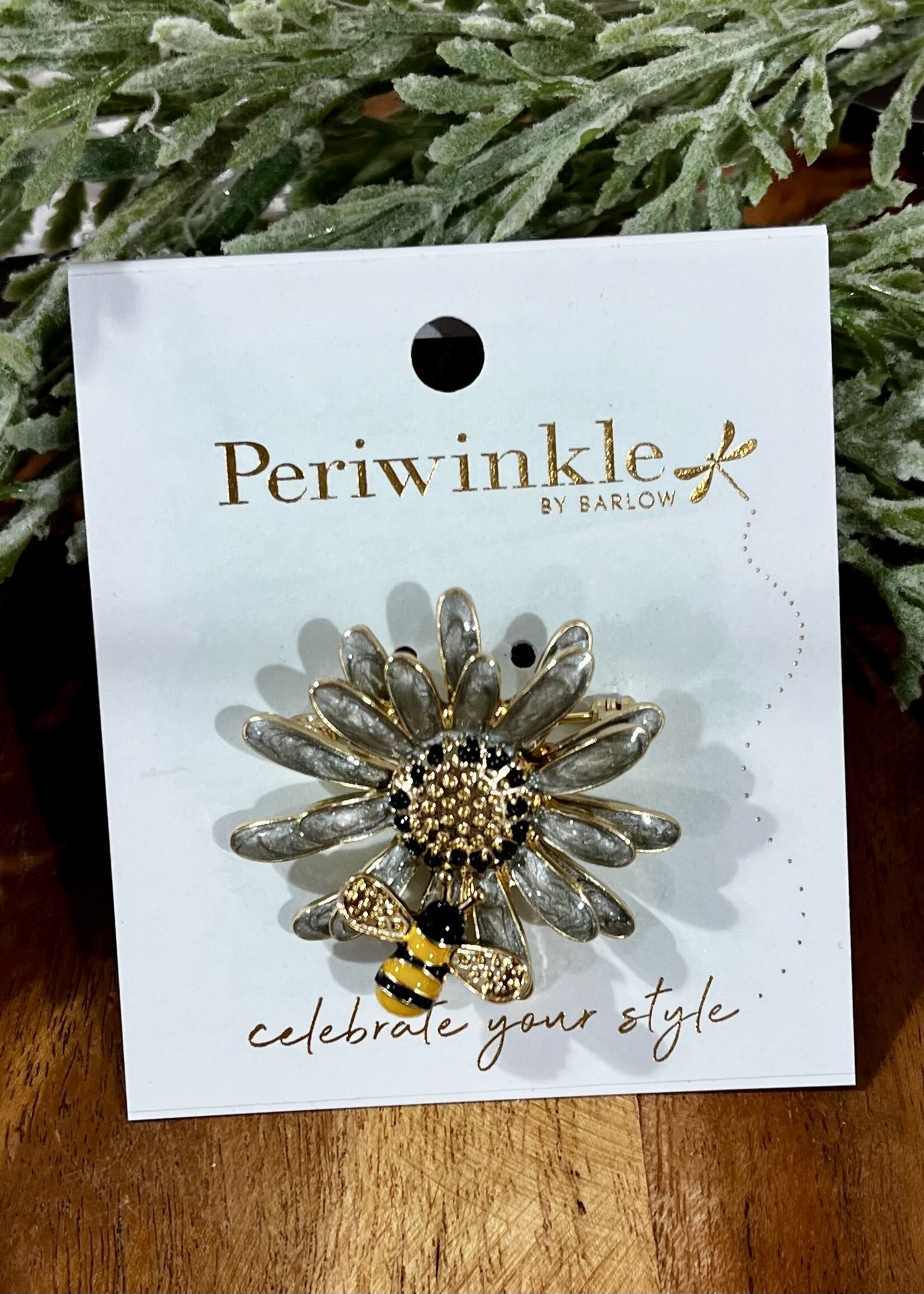 Periwinkle Enamel Flower Pin