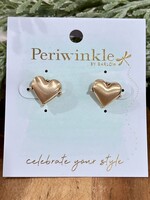 Periwinkle Matte Gold Heart Stud Earrings