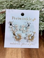 Periwinkle Pearl Studded Hoop Earring Duo