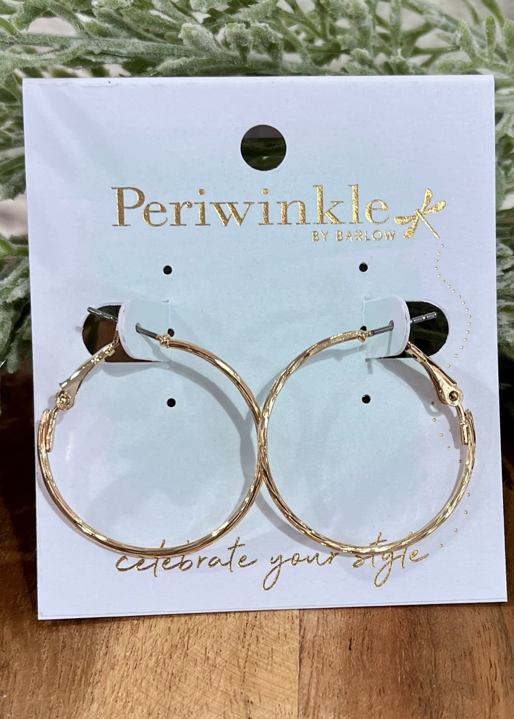 Periwinkle Gold Wire Hoop Earrings