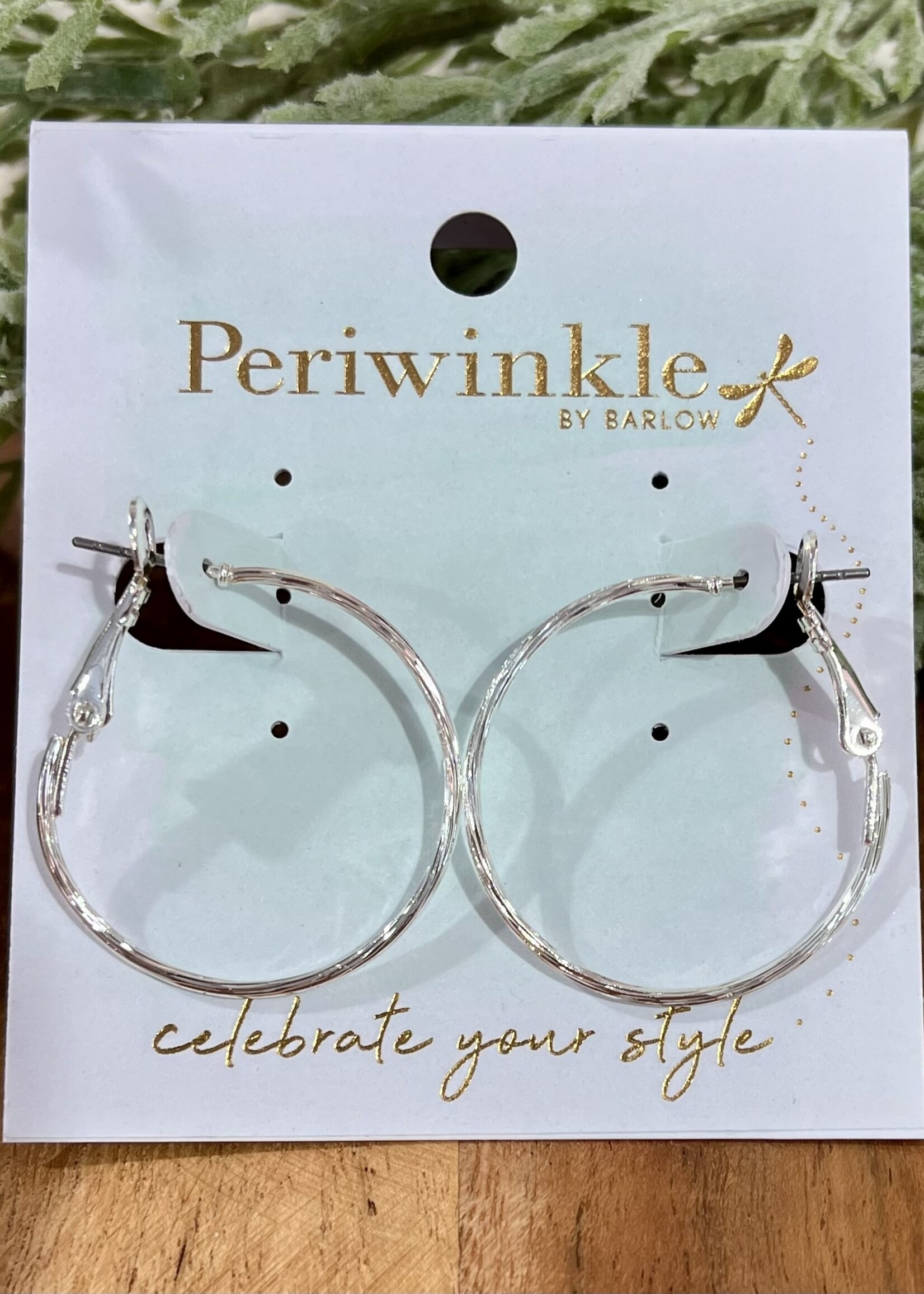 Periwinkle Silver Wire Hoop Earrings
