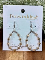 Periwinkle Silver/Gold Beaded Teardrop Dangle Earrings