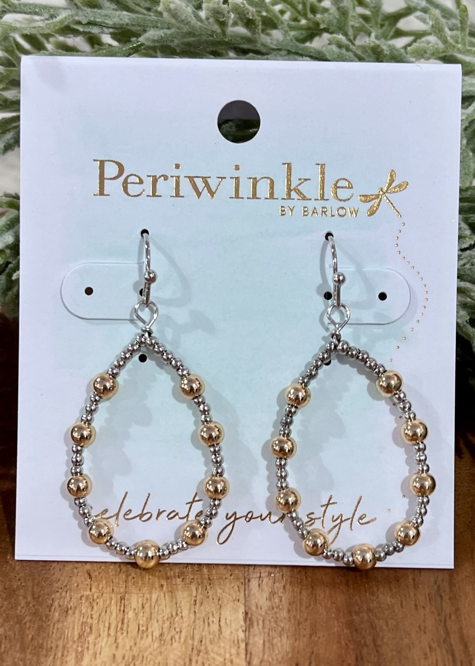 Periwinkle Silver/Gold Beaded Teardrop Dangle Earrings