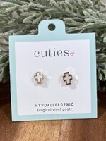 Periwinkle White Cross Stud Earrings