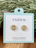 Periwinkle Gold Flower Inspired Stud Earrings