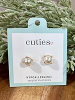 Periwinkle Gold Pearl Stud Earrings