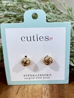 Periwinkle Textured Gold Knot Stud Earrings