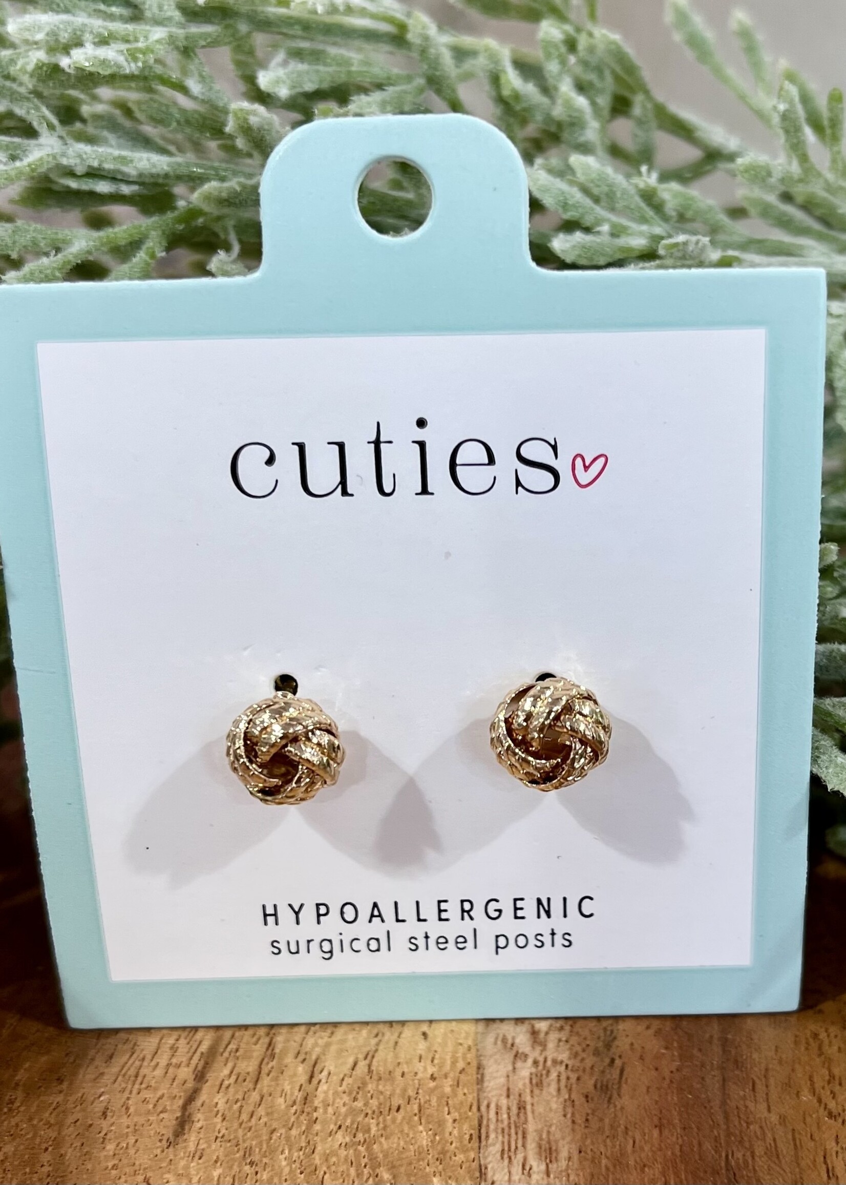 Periwinkle Textured Gold Knot Stud Earrings