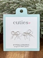 Periwinkle Silver Bow Stud Earrings