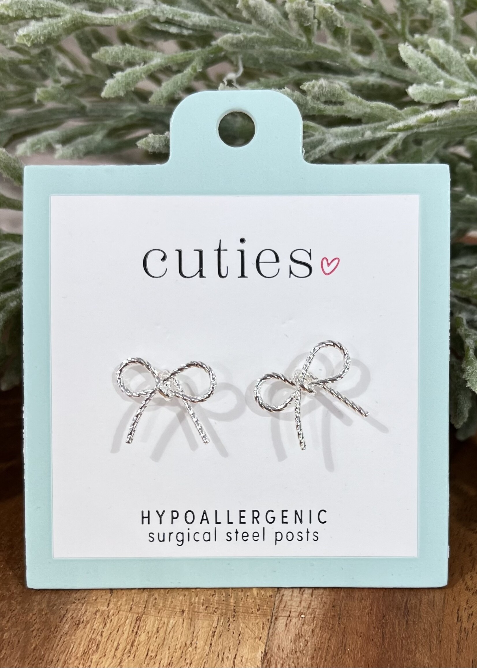 Periwinkle Silver Bow Stud Earrings