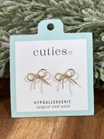 Periwinkle Gold Bow Stud Earrings