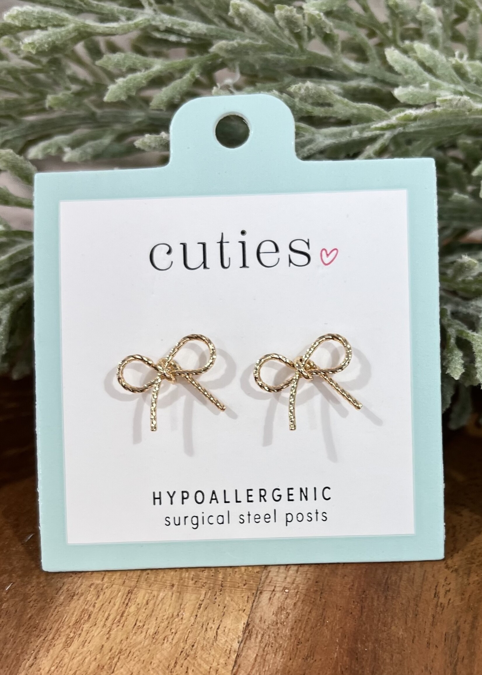 Periwinkle Gold Bow Stud Earrings