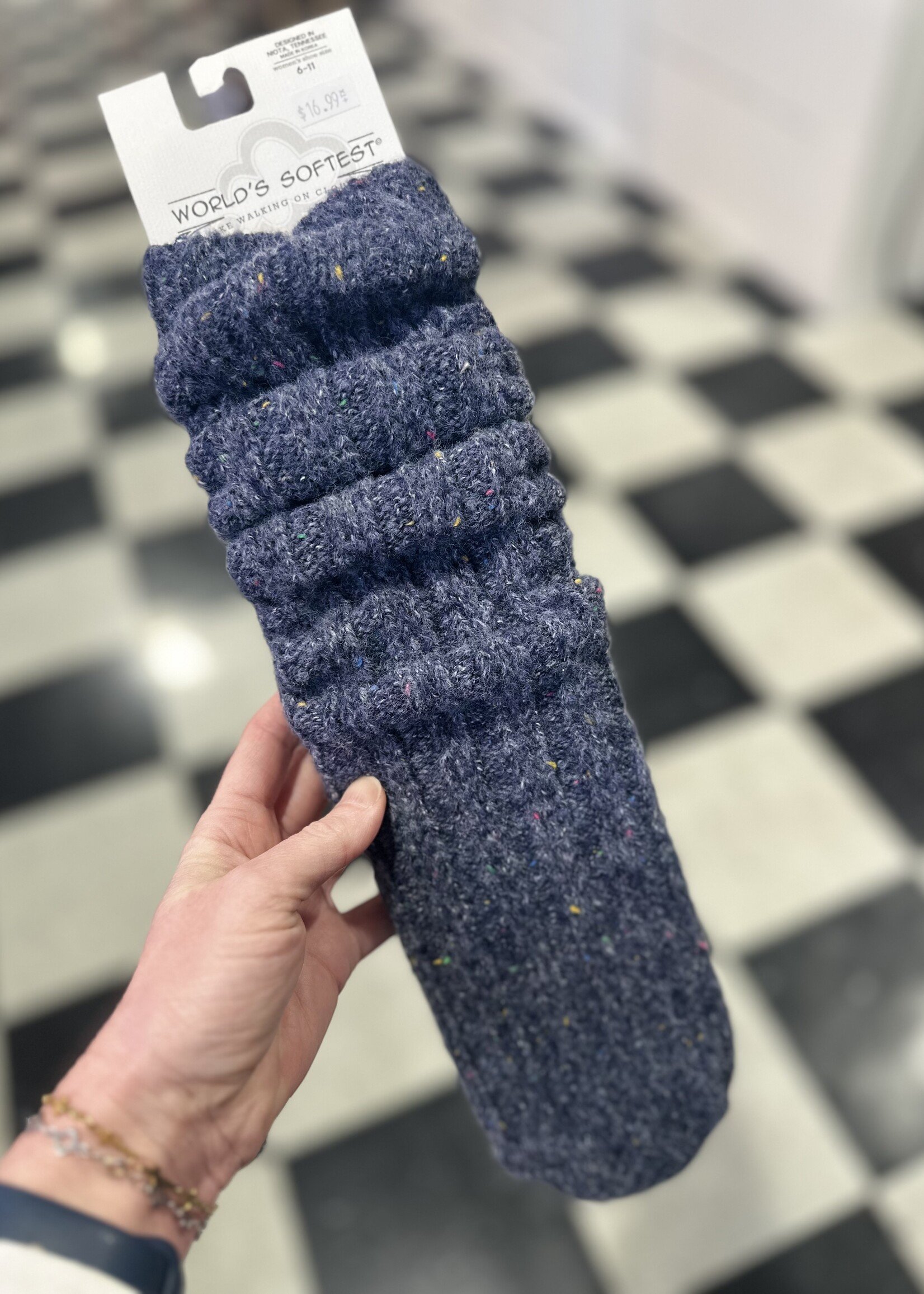 World's Softest Socks Denim Confetti Slouch Socks