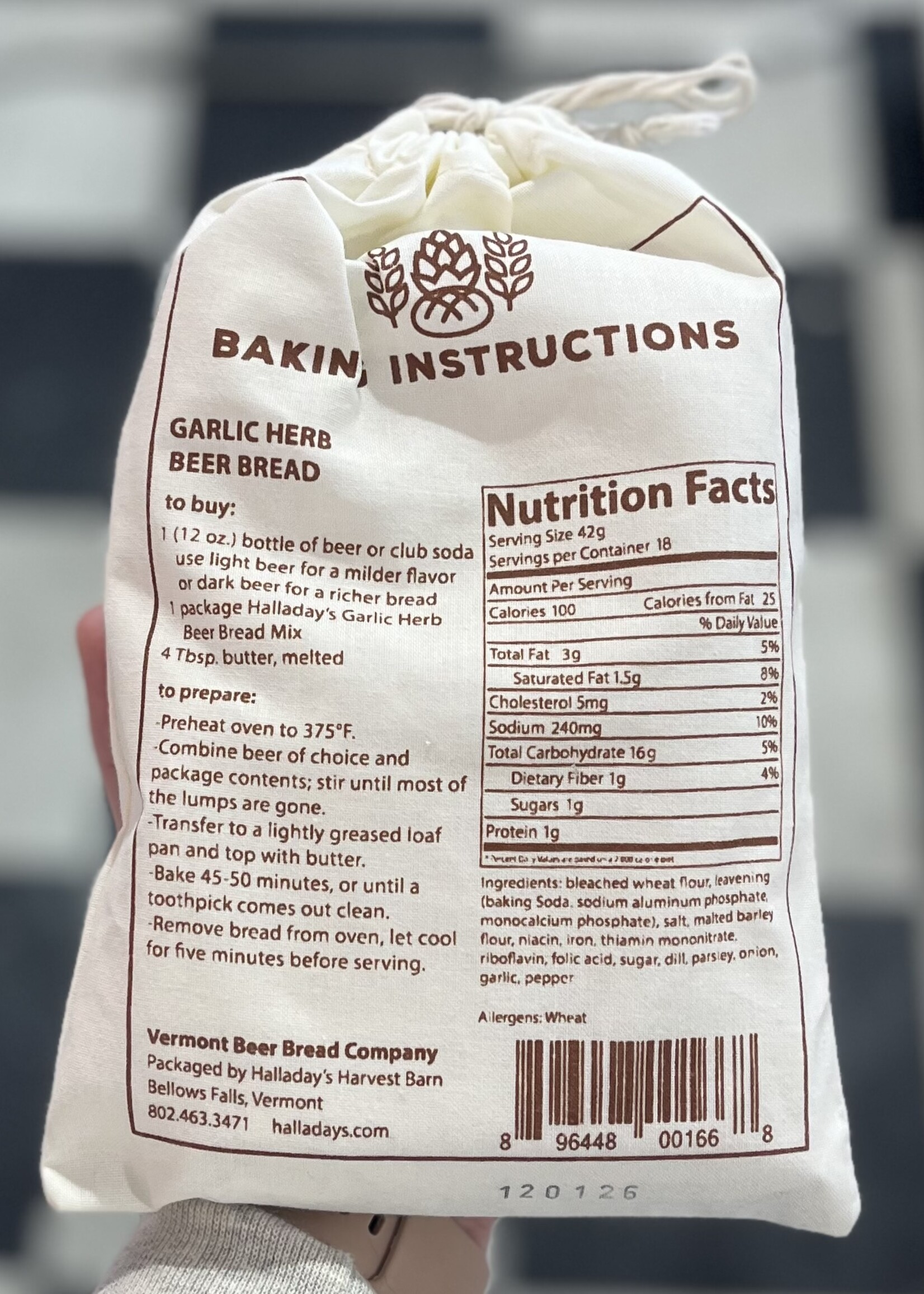 Halladay’s Harvest Barn Vermont Beer Bread Mix-Garlic Herb