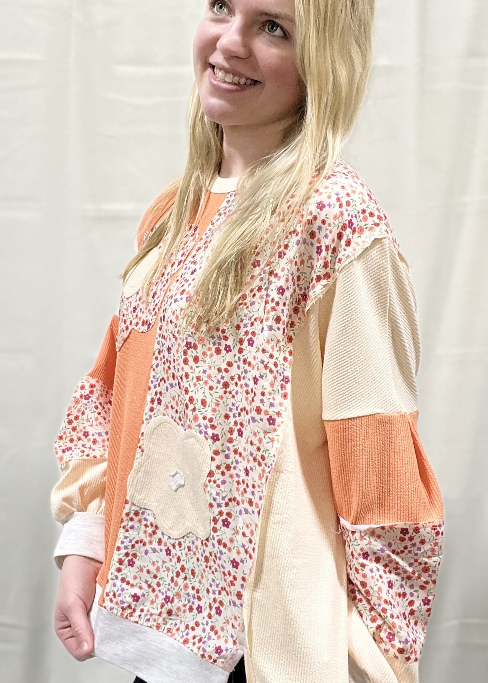 Orange Flower Patch Top