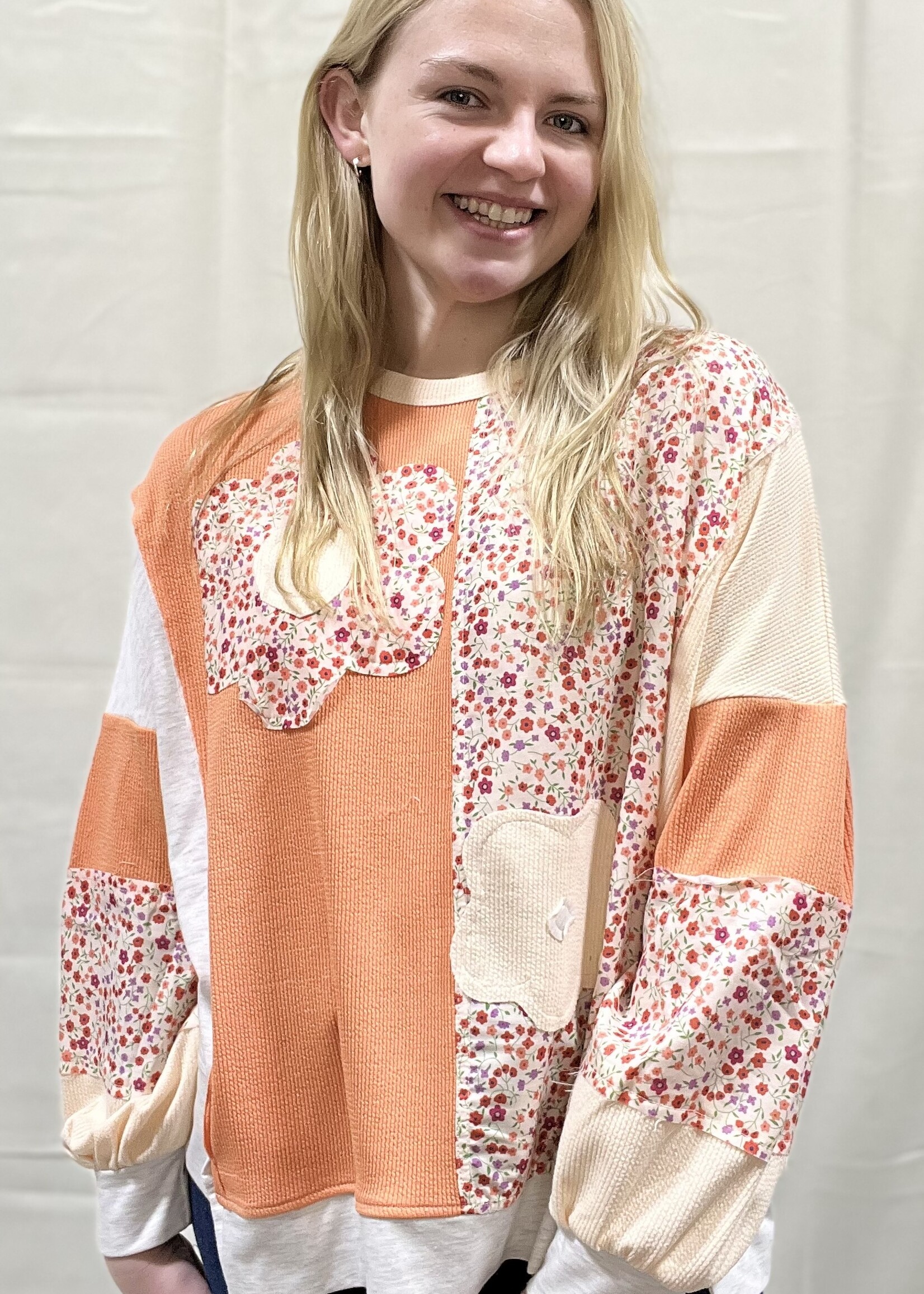 Orange Flower Patch Top