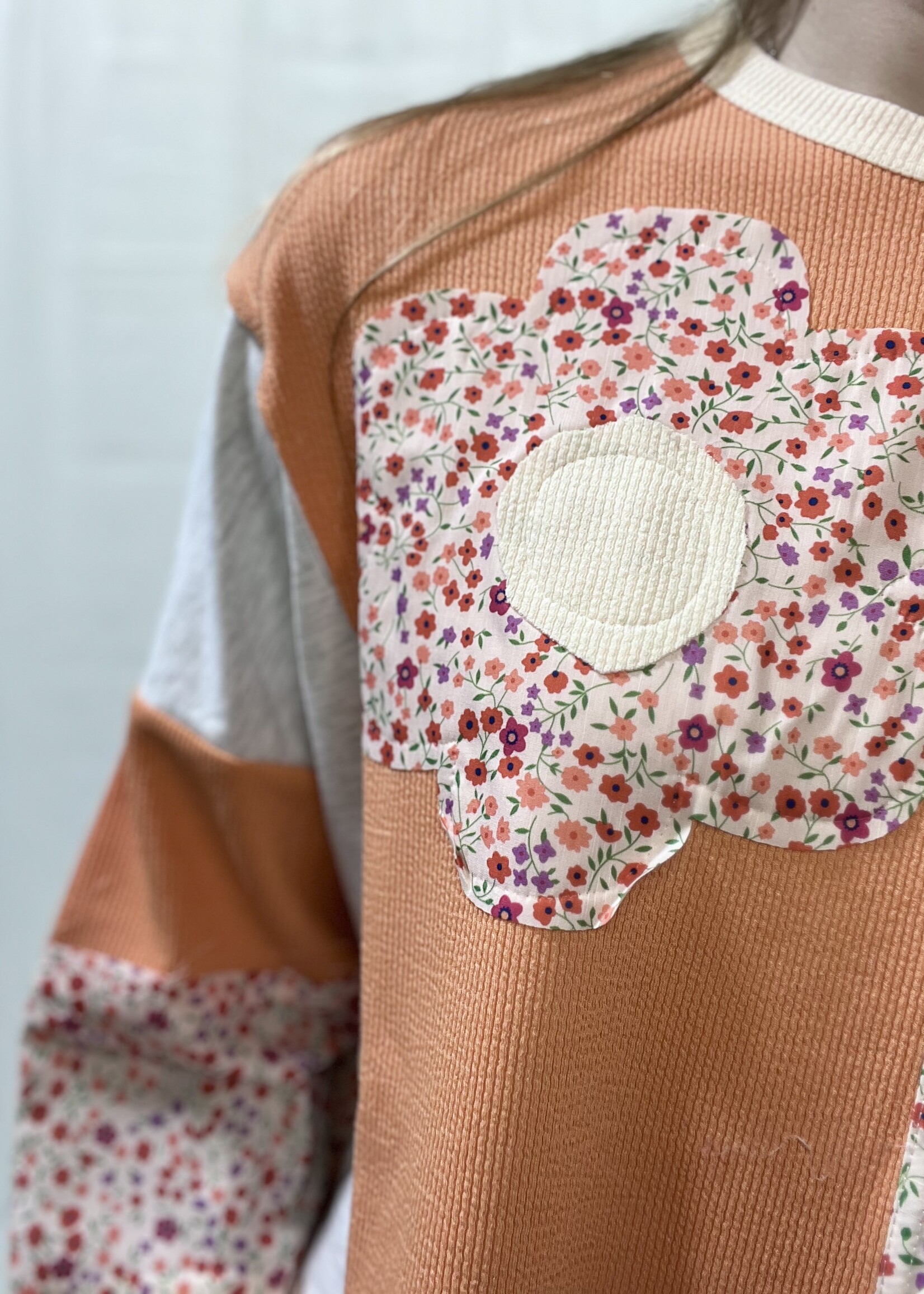 Orange Flower Patch Top