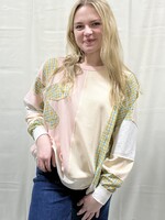 Peach Plaid Patch Flower Top